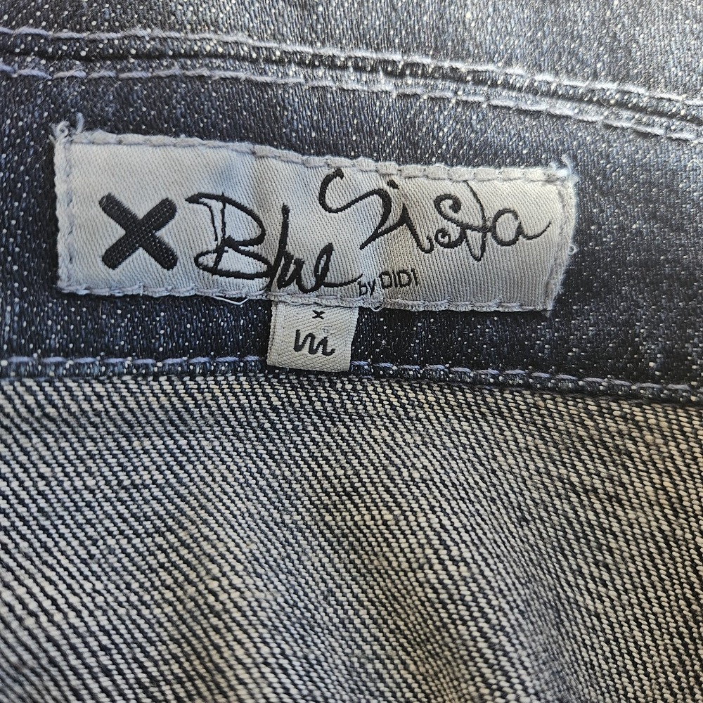 Blue Sista by DiDi Dark Blue Denim Jacket Blazer w/Side Pockets Sz M Slim Fit - Picture 7 of 12